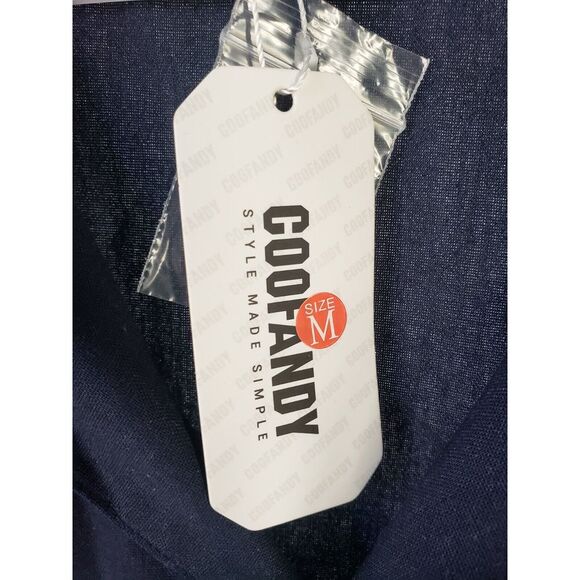 New Coofandy Linen Blend Button Down Dual Pocket Shirt Long Sleeve‎ Navy Size M - Picture 3 of 8